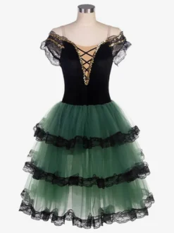 Robe de ballerine blanche à lacets et épaules dénudées pour petite fille en polyester tenue de spectacle