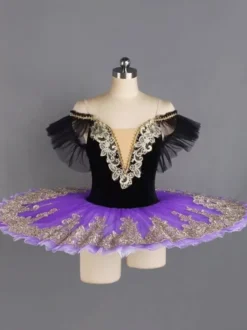 Robe de Ballet Blanche Femme Adulte Ballerine Volants Dentelle Polyester Robe Ensemble Performance Wear