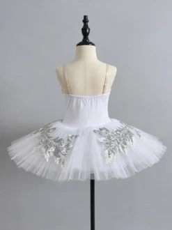 Robe de Ballet blanche femme adulte ballerine paillettes volants dentelle Polyester robe vêtements de danse