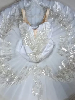 Robe de Ballet blanche femme adulte ballerine paillettes volants dentelle Polyester robe vêtements de danse