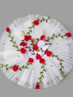 Robe de Ballet blanche filles ensemble de robe en Polyester à fleurs costume danse