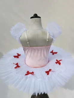 Robe de ballet blanche pour petite fille nœud papillon en polyester.