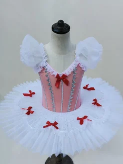 Robe de ballet blanche pour petite fille nœud papillon en polyester.