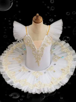 Robe de Ballet bleue enfant filles ballerine à volants dentelle brodée