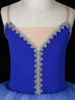 Robe de Ballet bleu profond fille adulte ballerine paillettes dentelle Polyester costume ensemble danse