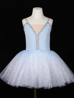 Robe de Ballet bleu profond fille adulte ballerine paillettes dentelle Polyester costume ensemble danse
