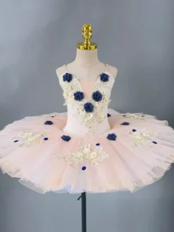 Robe de ballet écru et blanche pour fille robe de ballerine brodée en polyester tenue de danse