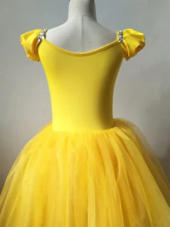 Robe de Ballet jaune femmes enfants ensemble de robe à paillettes fleurs costume