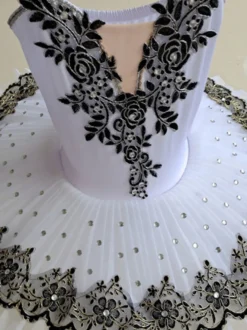 Robe de Ballet noire blanche enfant fille ballerine brodée de strass en dentelle