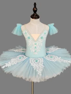 Robe de ballet pour filles lavande en tulle superposé brodé en polyester