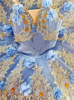 Robe de Ballet Rose Enfant Adulte Ballerine Volants Fleurs Dentelle Polyester Robe Performance Porter