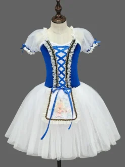 Robe de ballet rouge en dentelle bandage pour fille robe de ballerine en polyester tenue de danse