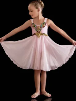 Robe de ballet rouge femme enfant ballerine strass robe en polyester vêtements de danse