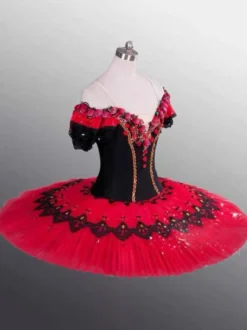 Robe de Ballet rouge fille adulte ballerine strass fleurs dentelle Polyester robe ensemble vêtements de Performance