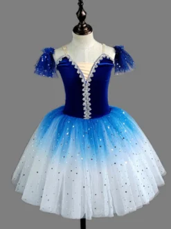 Robe de ballet rouge à sequins pour fille en polyester tenue de spectacle