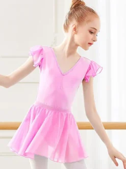 Robe de ballet Violet Ballerine enfants plissée Oeuvre d'art façonnant Ensemble vêtements de performance