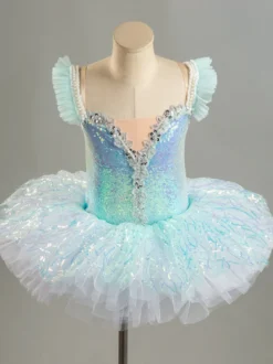 Robe de Ballet violette pour femmes et adultes ensemble de robe en Polyester ombré à volants et paillettes vêtements de danse