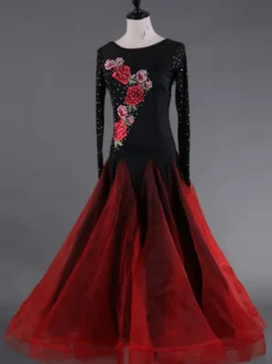 Robe de bal Performance color-block en organza pour adultes Déguisements Halloween