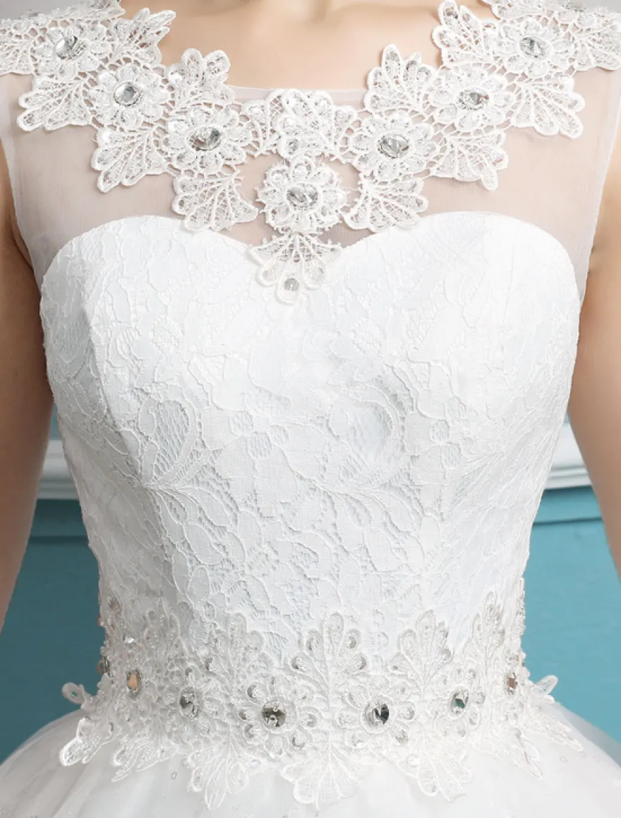 Robe de bal Princesse 2026 robes de mariée tulle dos nu ivoire perles longueur plancher robe de mariée