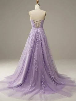 Robe de bal robe de soirée bustier laçage sur dos avec traîne