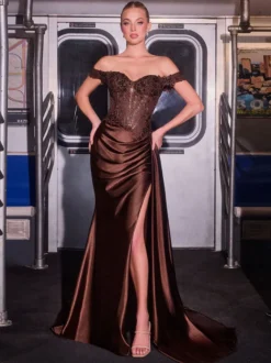 Robe de bal robe de soirée décolleté en cœur traîne courte en soie ornée d'appliqués