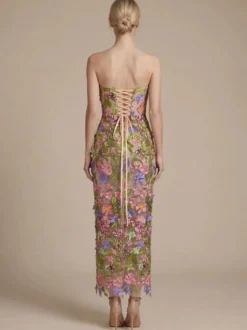 Robe de bal robe de soirée robe de cocktail robe bustier en tulle robe longue à fleurs pour concours de beauté