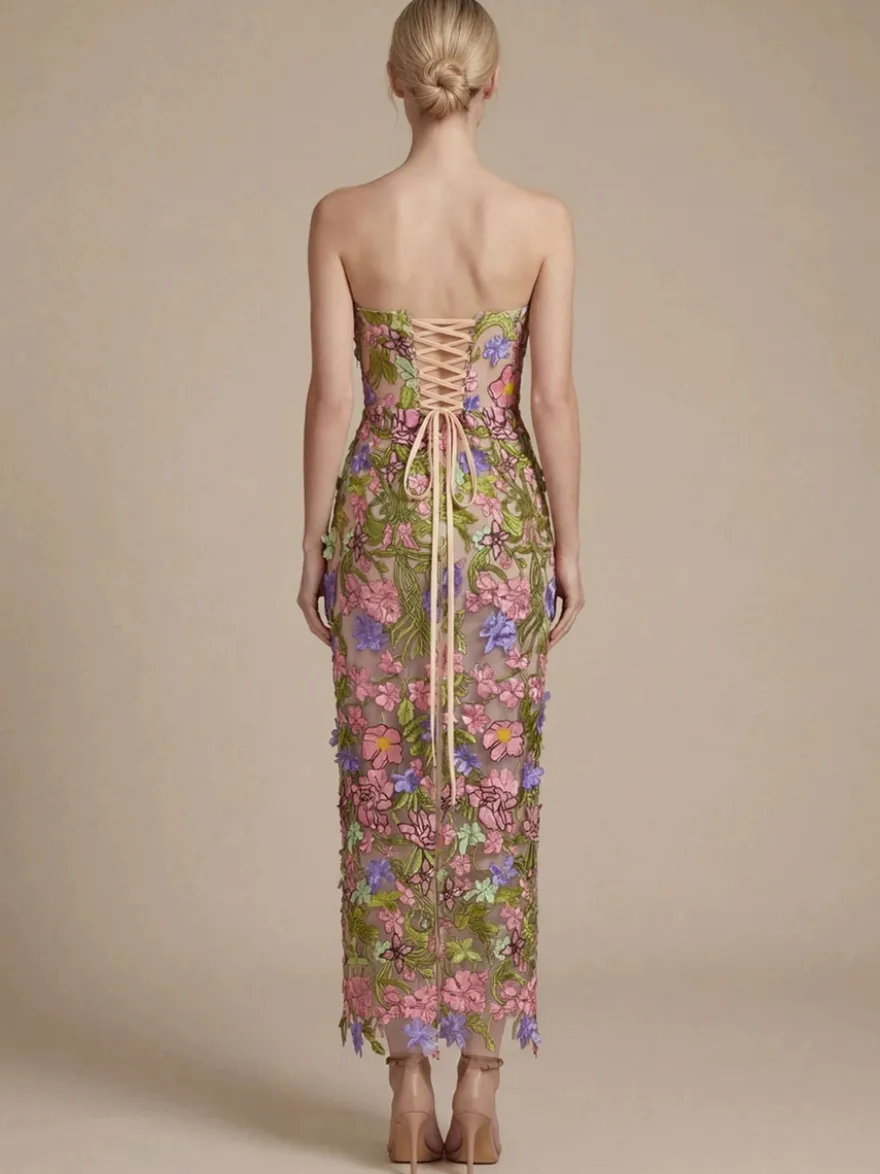 Robe de bal robe de soirée robe de cocktail robe bustier en tulle robe longue à fleurs pour concours de beauté