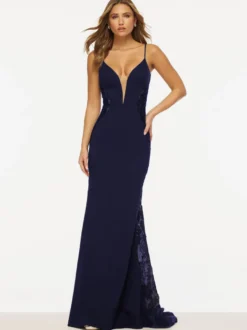 Robe de bal sirène col en V dentelle balayage dentelle robes de soirée formelles