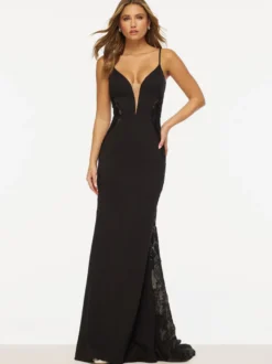 Robe de bal sirène col en V dentelle balayage dentelle robes de soirée formelles