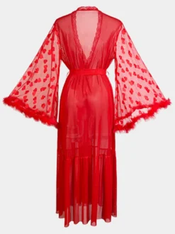 Robe de chambre en soie à manches longues transparente et transparente