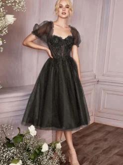 Robe de cocktail Belle A-ligne Tea-Longueur Col en coeur Robes de soirée en dentelle