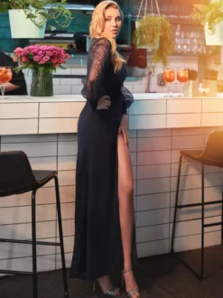 Robe de Cocktail de Bal Mode Sirène Longueur Cheville Col en V
