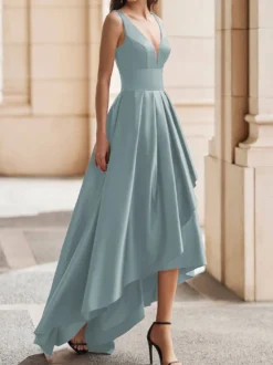 Robe de cocktail mariage robe de soirée col rond sans manche dos nu