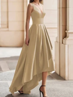 Robe de cocktail mariage robe de soirée col rond sans manche dos nu