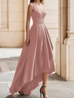 Robe de cocktail mariage robe de soirée col rond sans manche dos nu