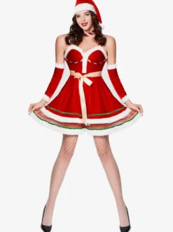 Robe de Cosplay rouge pour femmes vacances de noël fête de noël