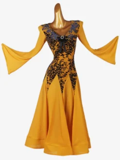 Robe de Danse Costumes Lycra Orange Femme Robe Spandex Danse Costume Grande Jupe