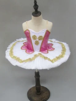 Robe de danse de ballet rose Sequin Straps Robe Girls Tutu Robes Déguisements Halloween