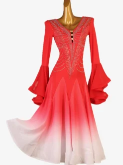 Robe De Danse De Salon Noir Femmes Manches Longues Robe Costume De Danse
