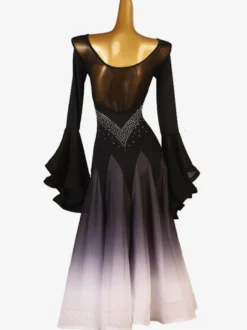 Robe De Danse De Salon Noir Femmes Manches Longues Robe Costume De Danse