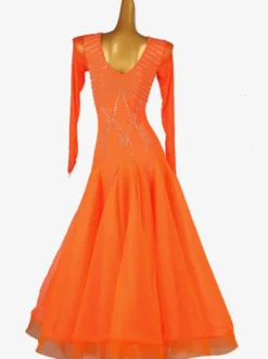 Robe De Danse De Salon Orange Costume De Danse Femmes
