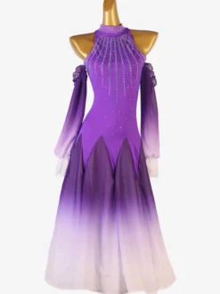 Robe De Danse De Salon Violet Femmes Lycra Spandex Costume De Danse