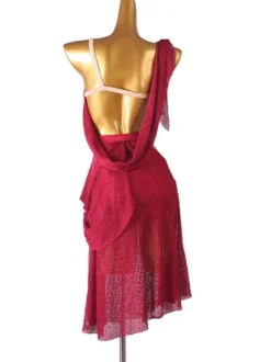 Robe de danse latine Bourgogne Strass pour femmes Épaule ouverte Balustral Sexy Polyester Robe De Danse Costume