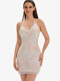 Robe De Danse Latine Des Années 1970 Ensemble Dos Nu À Paillettes Franges Sexy