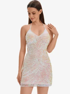 Robe De Danse Latine Des Années 1970 Ensemble Dos Nu À Paillettes Franges Sexy