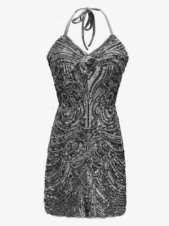 Robe De Danse Latine Des Années 1970 Ensemble Dos Nu À Paillettes Franges Sexy