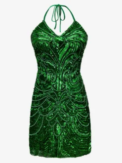 Robe De Danse Latine Des Années 1970 Ensemble Dos Nu À Paillettes Franges Sexy