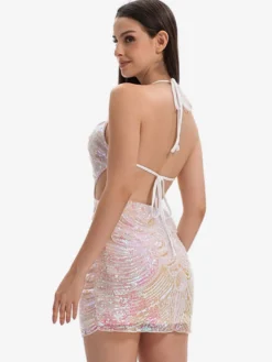 Robe De Danse Latine Des Années 1970 Ensemble Dos Nu À Paillettes Franges Sexy