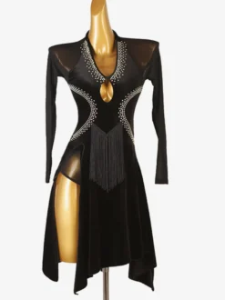 Robe De Danse Latine Fendue Vert Foncé Pour Femmes Costume De Danse