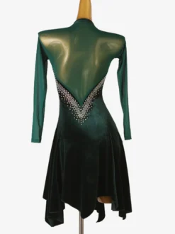 Robe De Danse Latine Fendue Vert Foncé Pour Femmes Costume De Danse